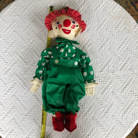 Vintage Handmade Smiling Clown Plush Embroidered Face Felt Shoes Large Cute - Picture 3 of 14